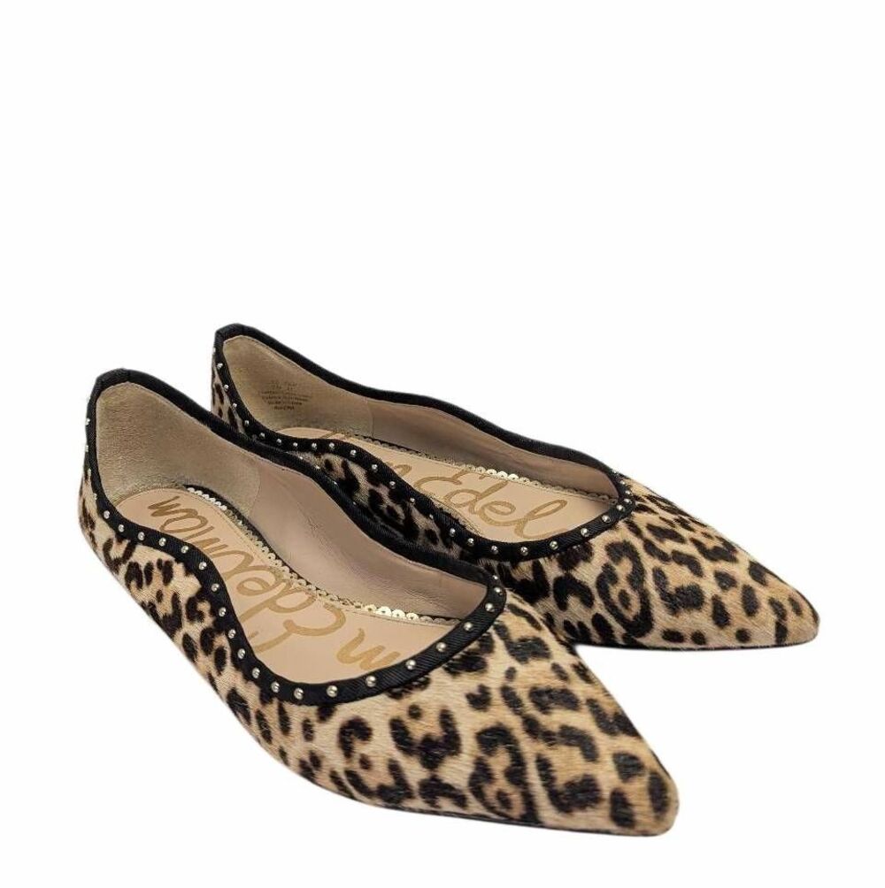 Sam Edelman Riviera Animal Print calf hair fur pointed toe flats womens 7